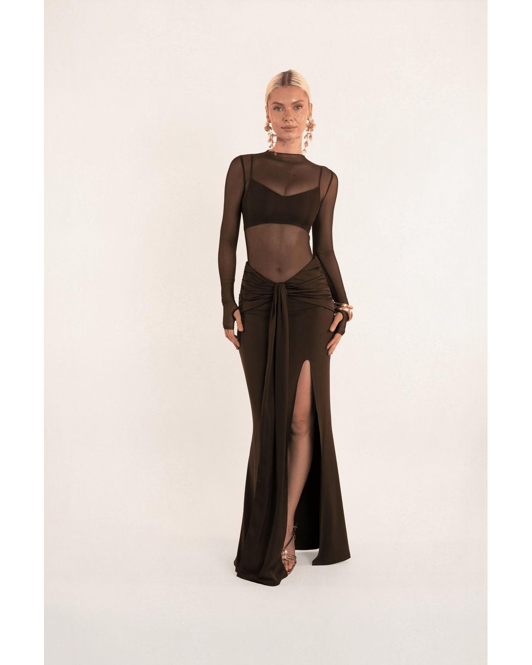 Clerestory Brown Seraphine Three-Piece Sheer Assembly Gown