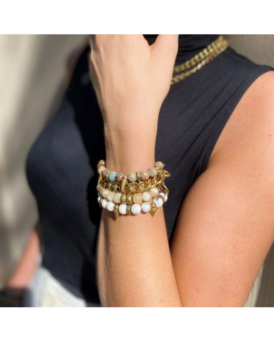 Rachel Nathan Metallic Neutrals On Point: Snakeskin Jasper Bracelet