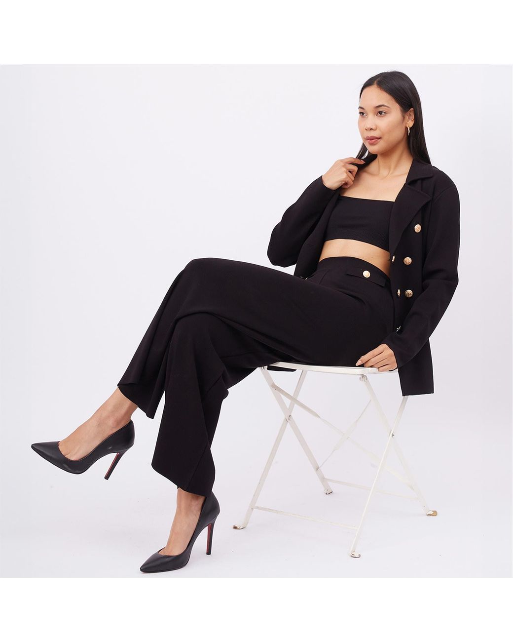 Peraluna Black Katherine Standard Cut Knit Blazer