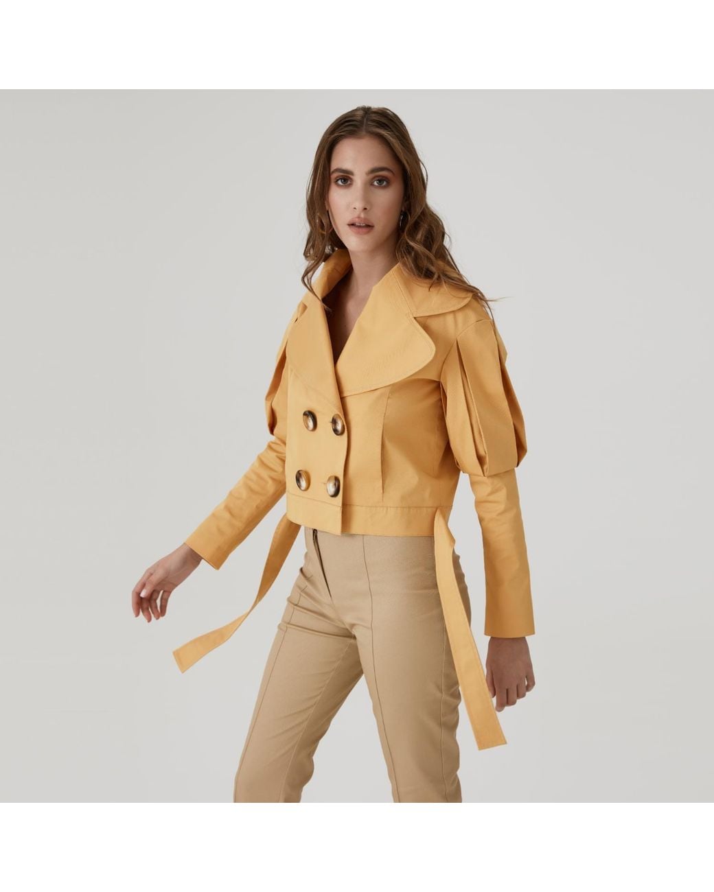 Lita Couture Brown Statement Jacket With Oversized Lapels