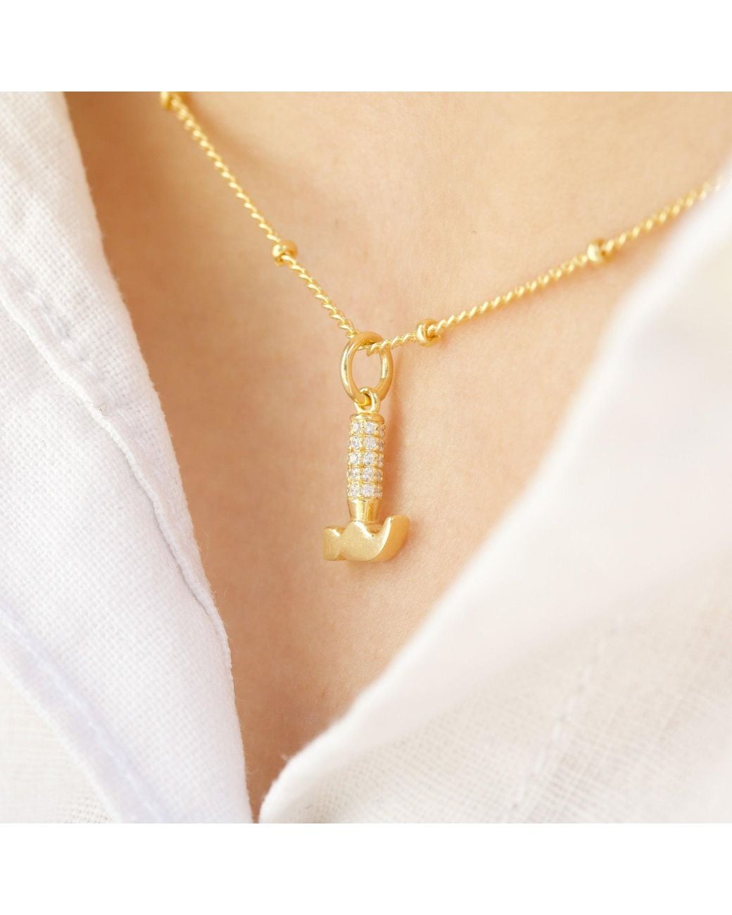 With Love Darling Metallic Hammer Necklace Diamond