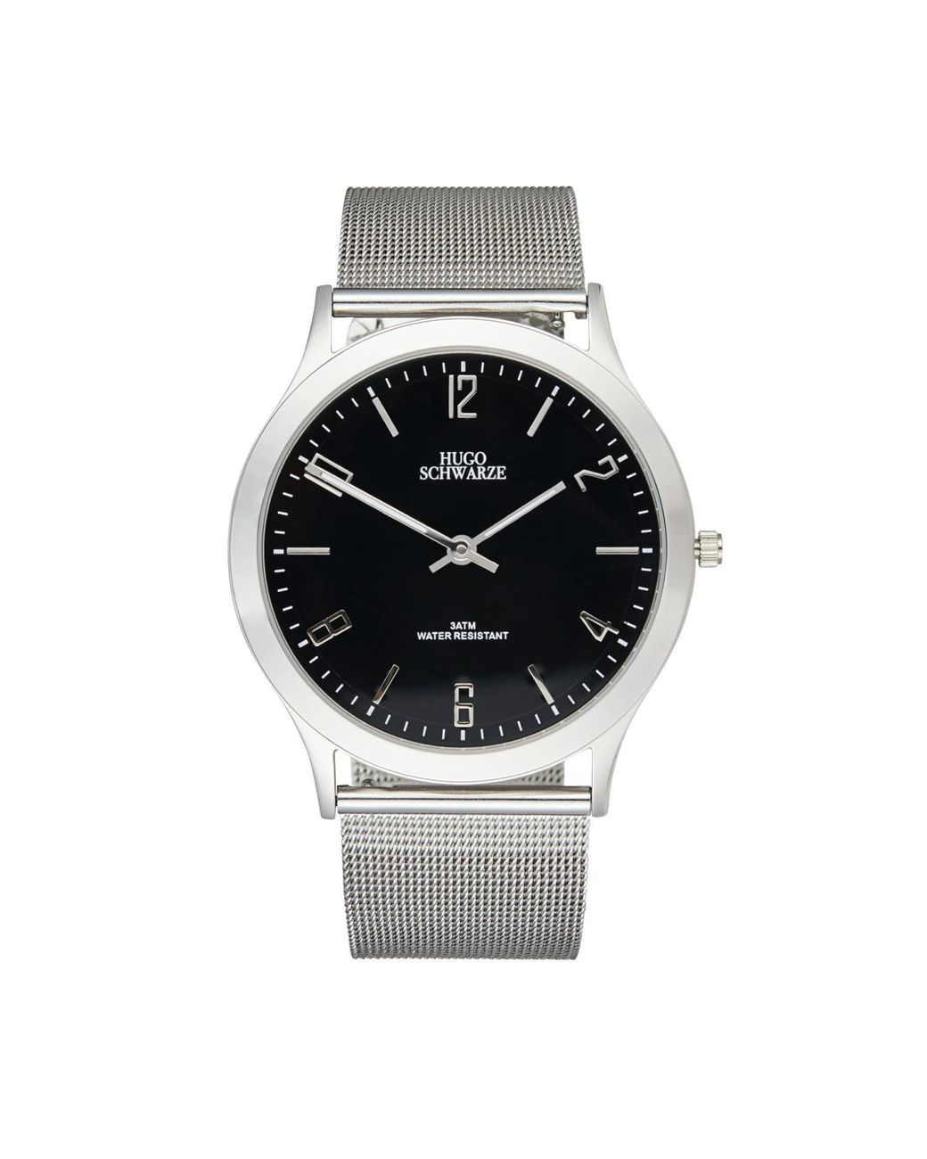 Bermuda Watch Company Metallic Hugo Schwarze Theodore Silver Grey & Black Slim Interchangeable Mens Watch for men
