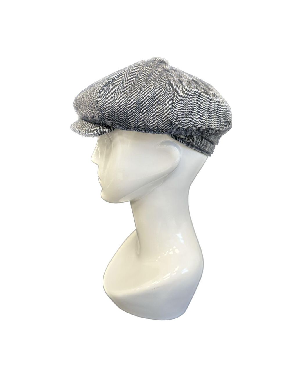 Kinalba Gray Herringbone Cashmere Baker Boy Cap for men