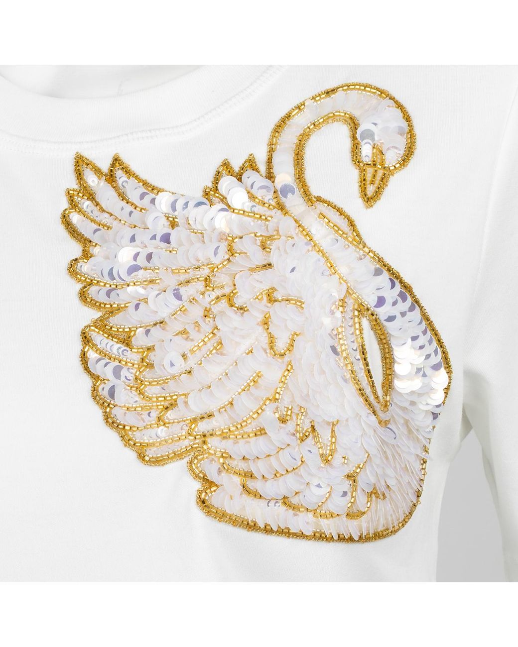 House of Laines London White Laines Couture Embellished Swan T-Shirt