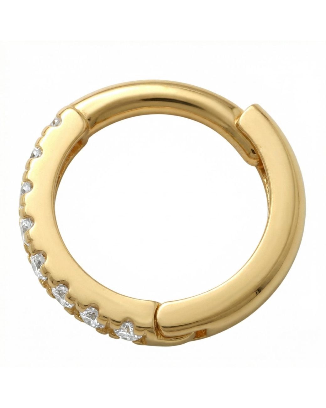 Zahav Jewelry Metallic 14K Solid 14G 10Mm Cz Clicker Belly Hoop