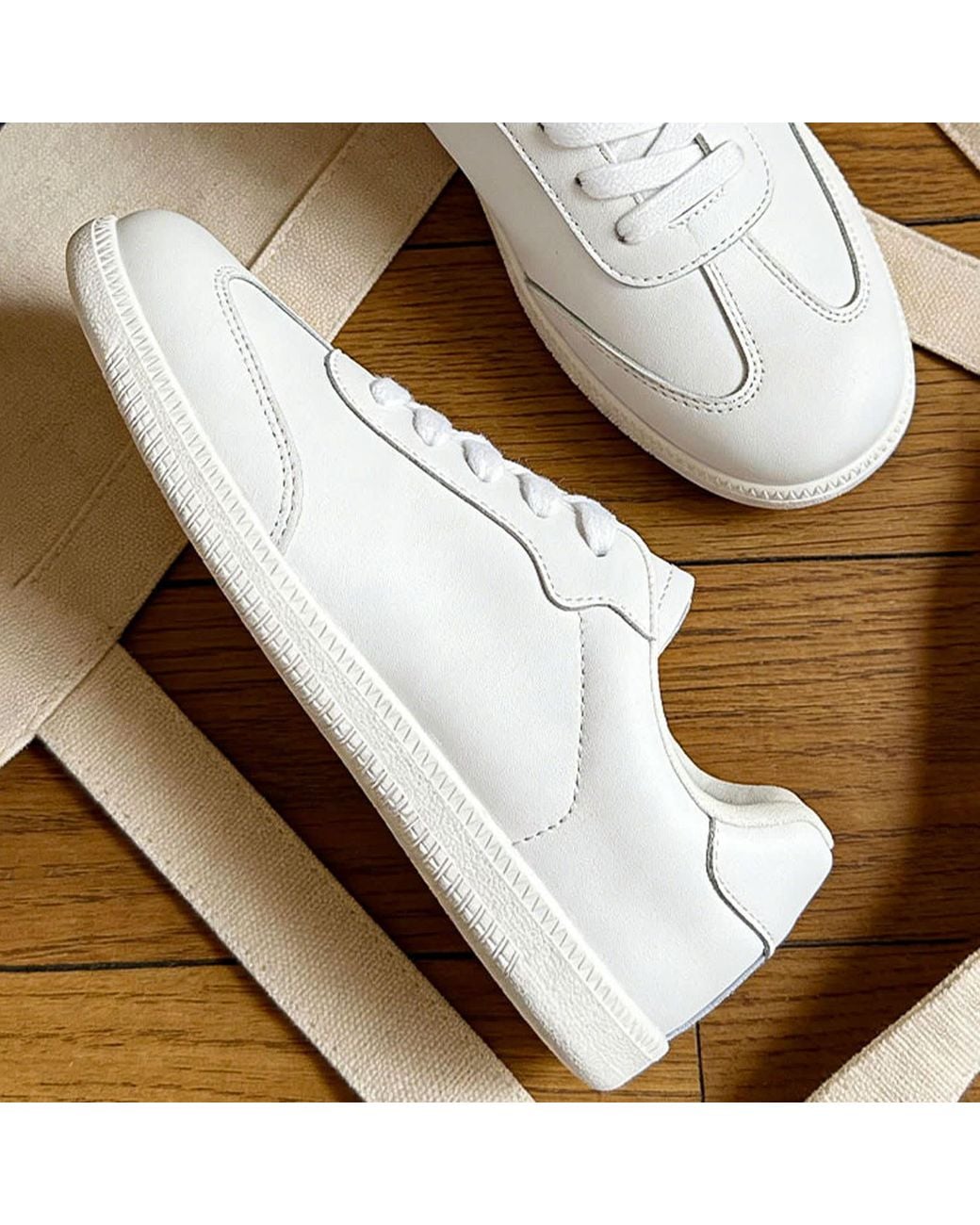 Rag & Co White Bostonia Real Leather Casual Sneakers