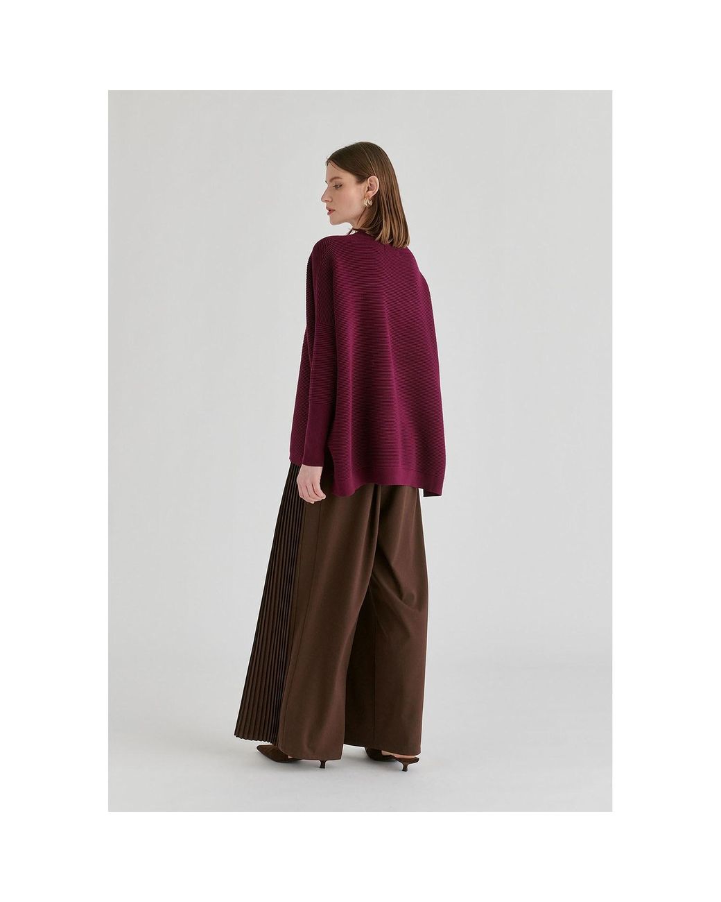 Paisie Purple V-Neck Ribbed Jumper