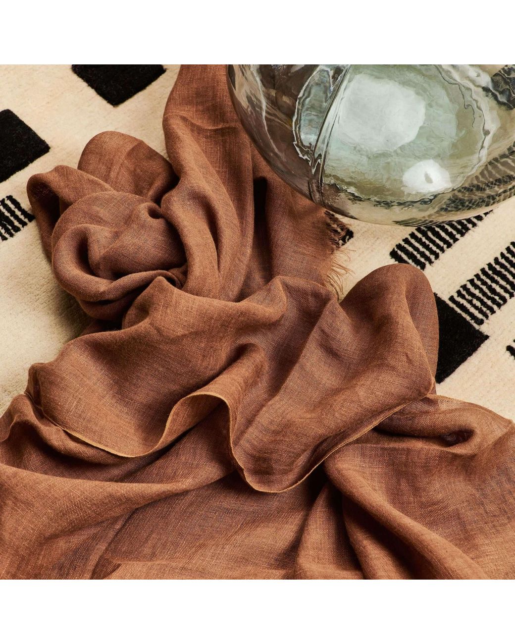Variously Brown Coco Hand Woven Linen Silk Blend Scarf