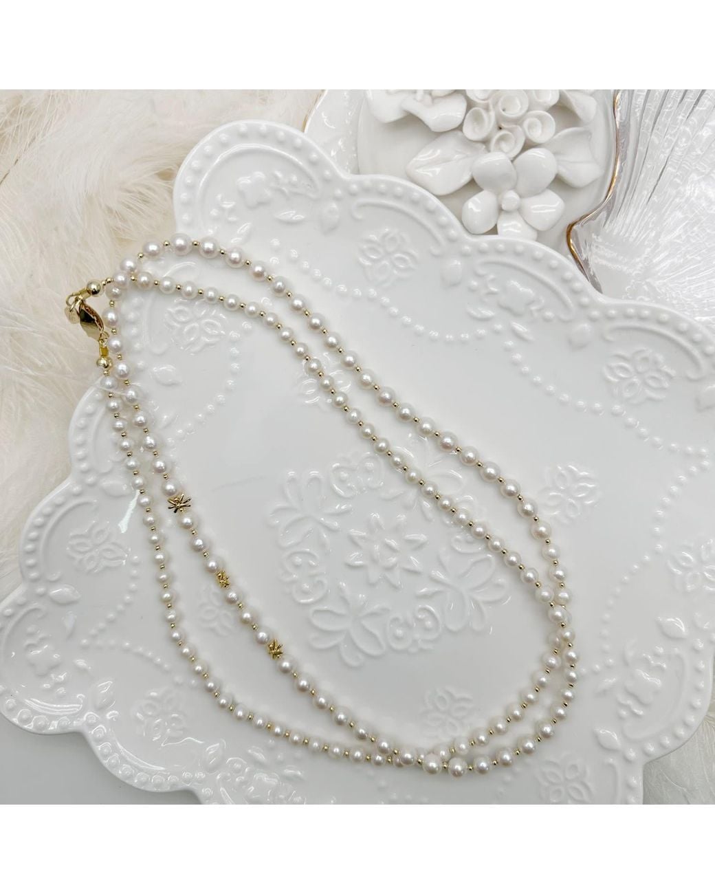 Farra Metallic Classic Freshwater Pearls Long Necklace