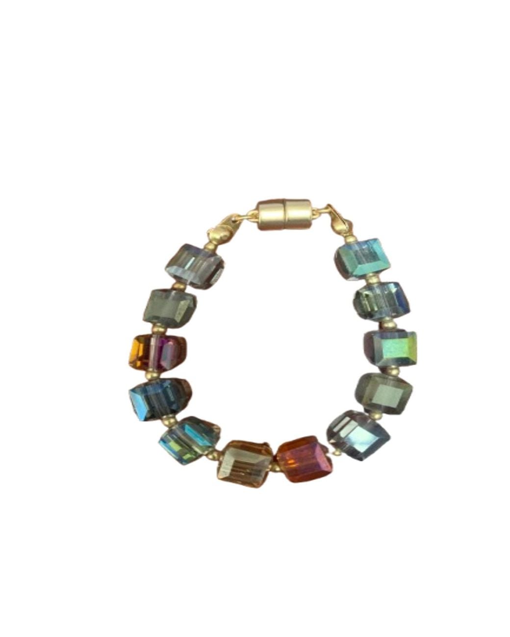 Saachi Green Faceted Bead & Stone Bracelet