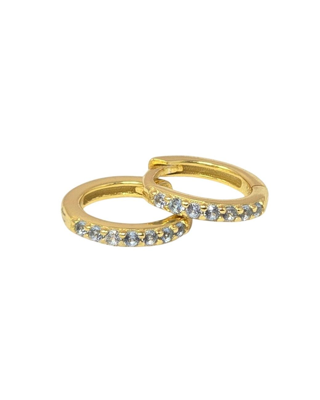 Harfi Multicolor Aquamarine March Birthstone Small Huggie Hoop Earrings