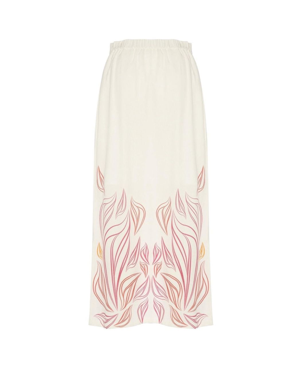 Women & Women Pink Lobelia, Long, Design Printed, Slit Skirt