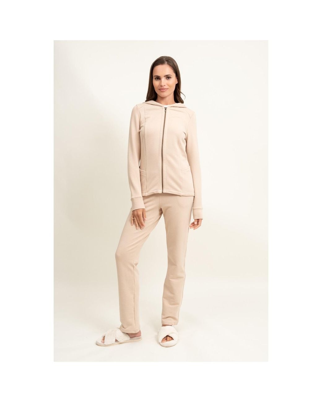 Oh!Zuza Pink Neutrals Hooded Zip-Up Cotton Sweatshirt