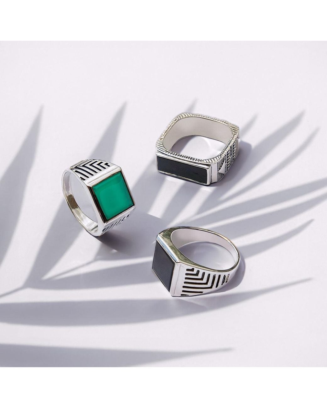Charlotte's Web Jewellery Green Engraved Signet Ring for men