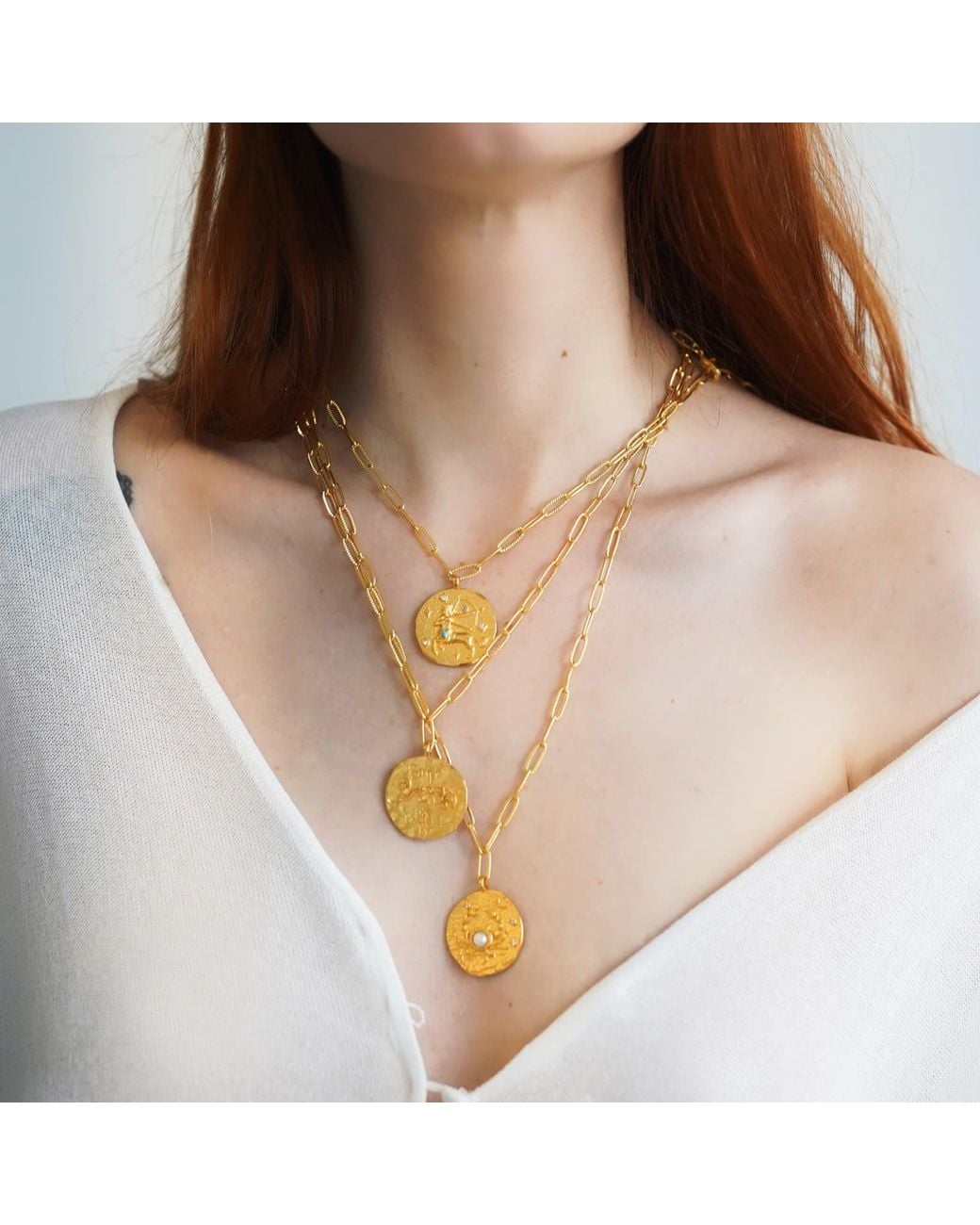 Aurozia Metallic Constellations Cancer Double-Sided Coin Necklace
