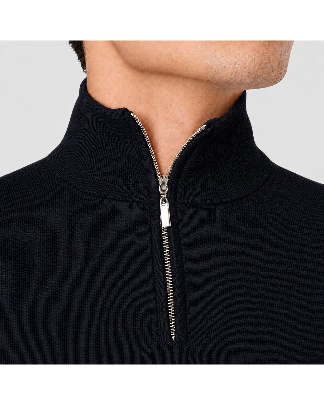 SEREN LONDON Black Half Zip Wool Jumper for men