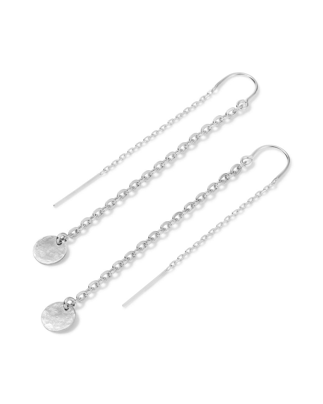 Heather Hawkins Jewelry White Tiny Coin Chain Threader Earrings