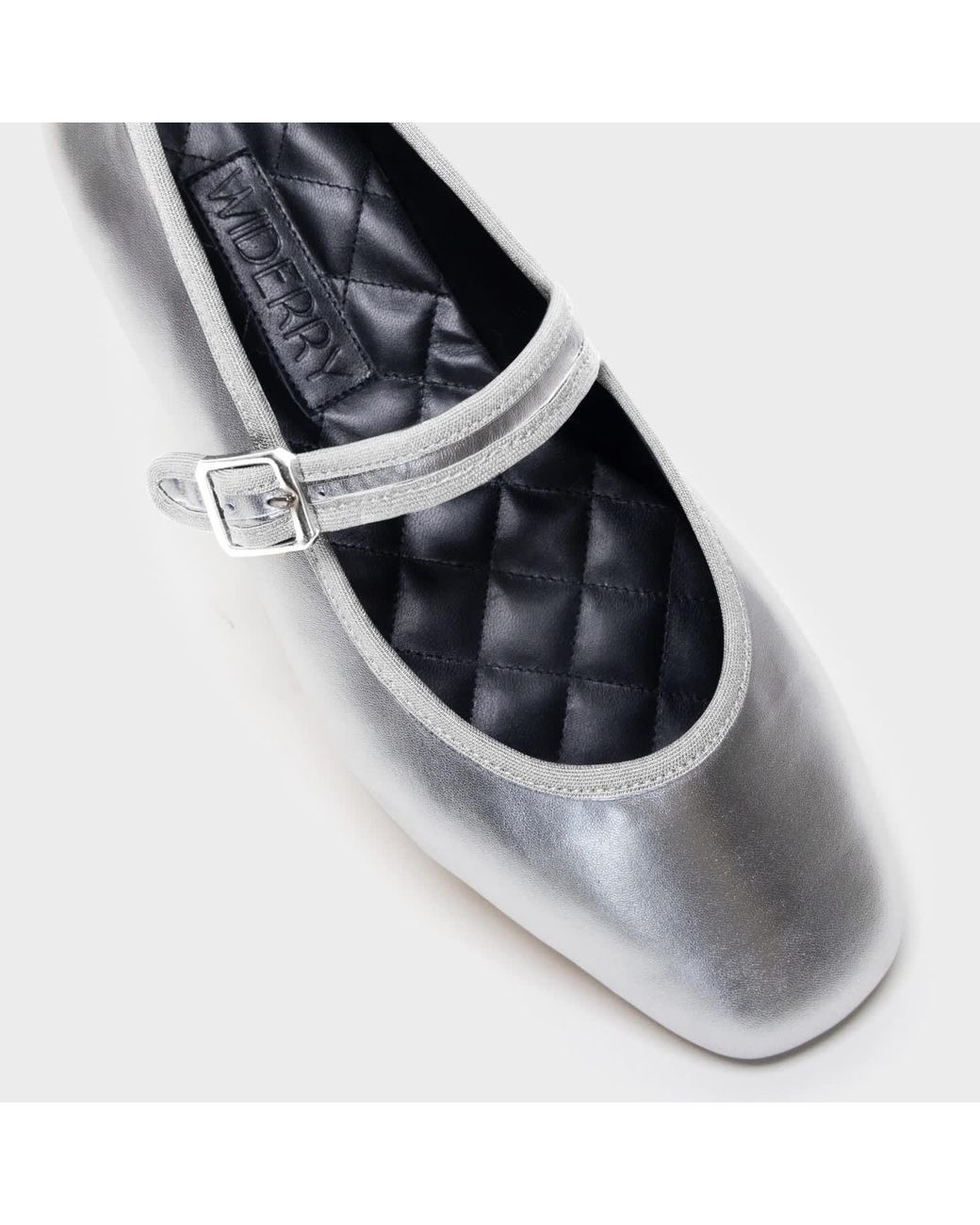 Widerry White Wide Fit Ballet Flats Amaia Argent