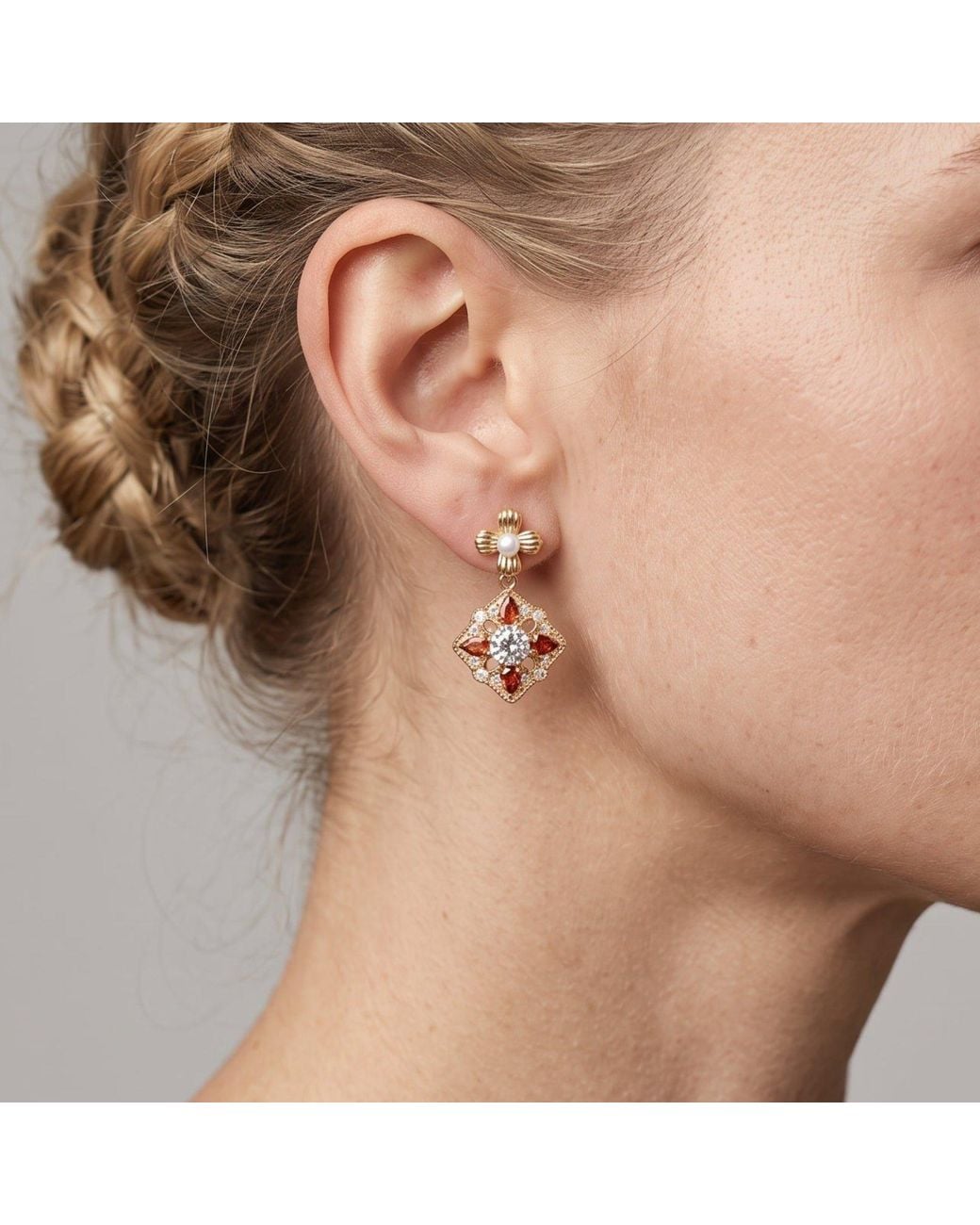 Uchi and Soto Metallic Kinmokusei Solid 925 With 18K Vermeil & Pearl Earrings