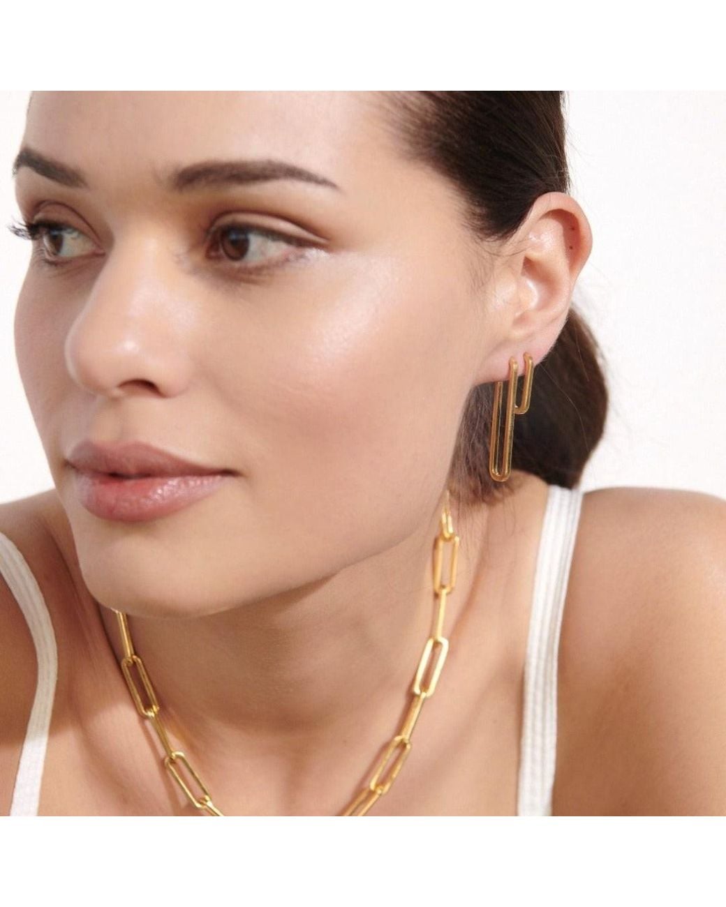 With Love Darling Metallic Mia Short Link Earrings