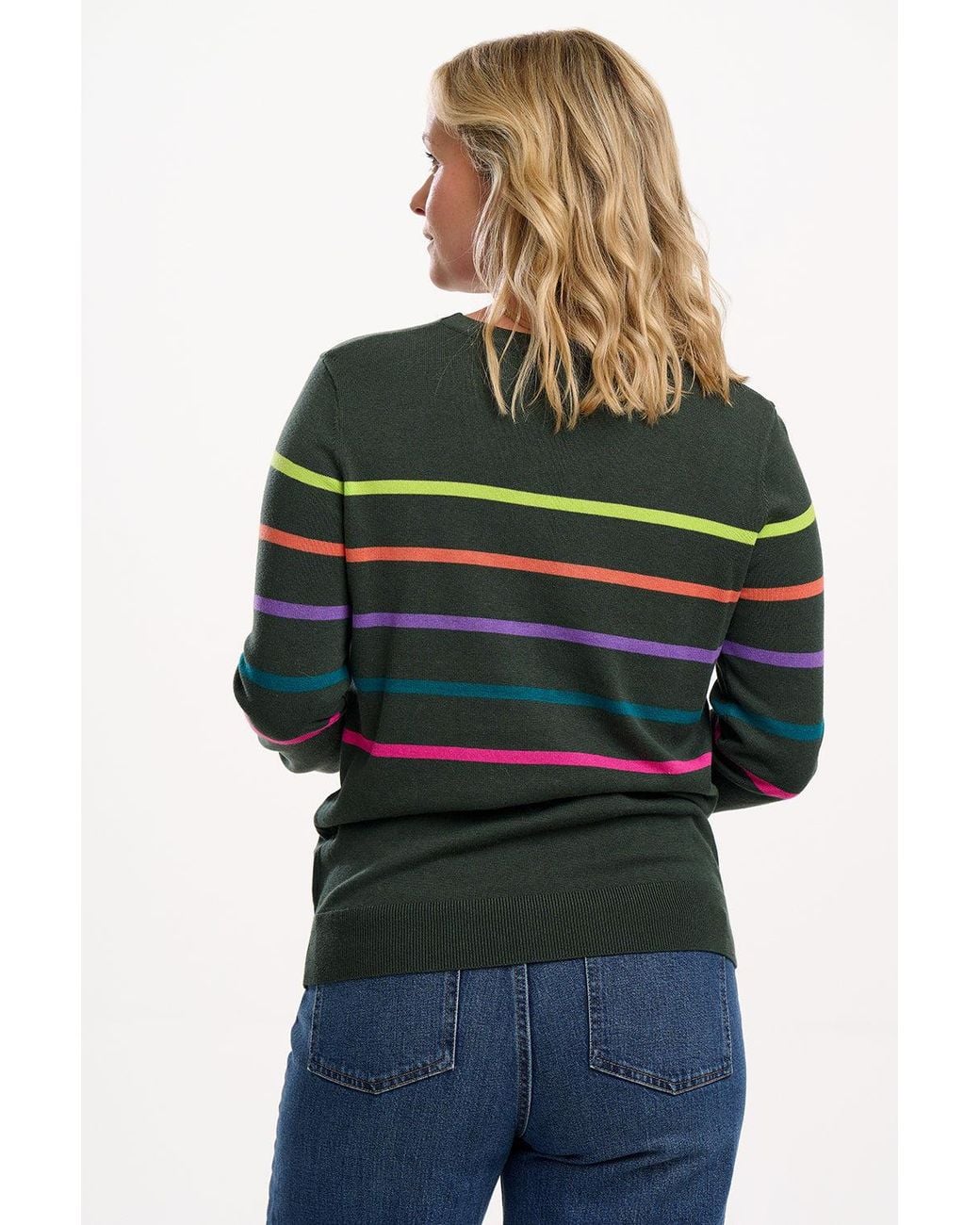 Sugarhill Green Rita Sweater Khaki Stripe