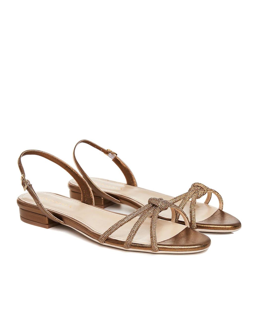 Ginissima Brown Daisy Sandals, Genuine Leather, Round Toe