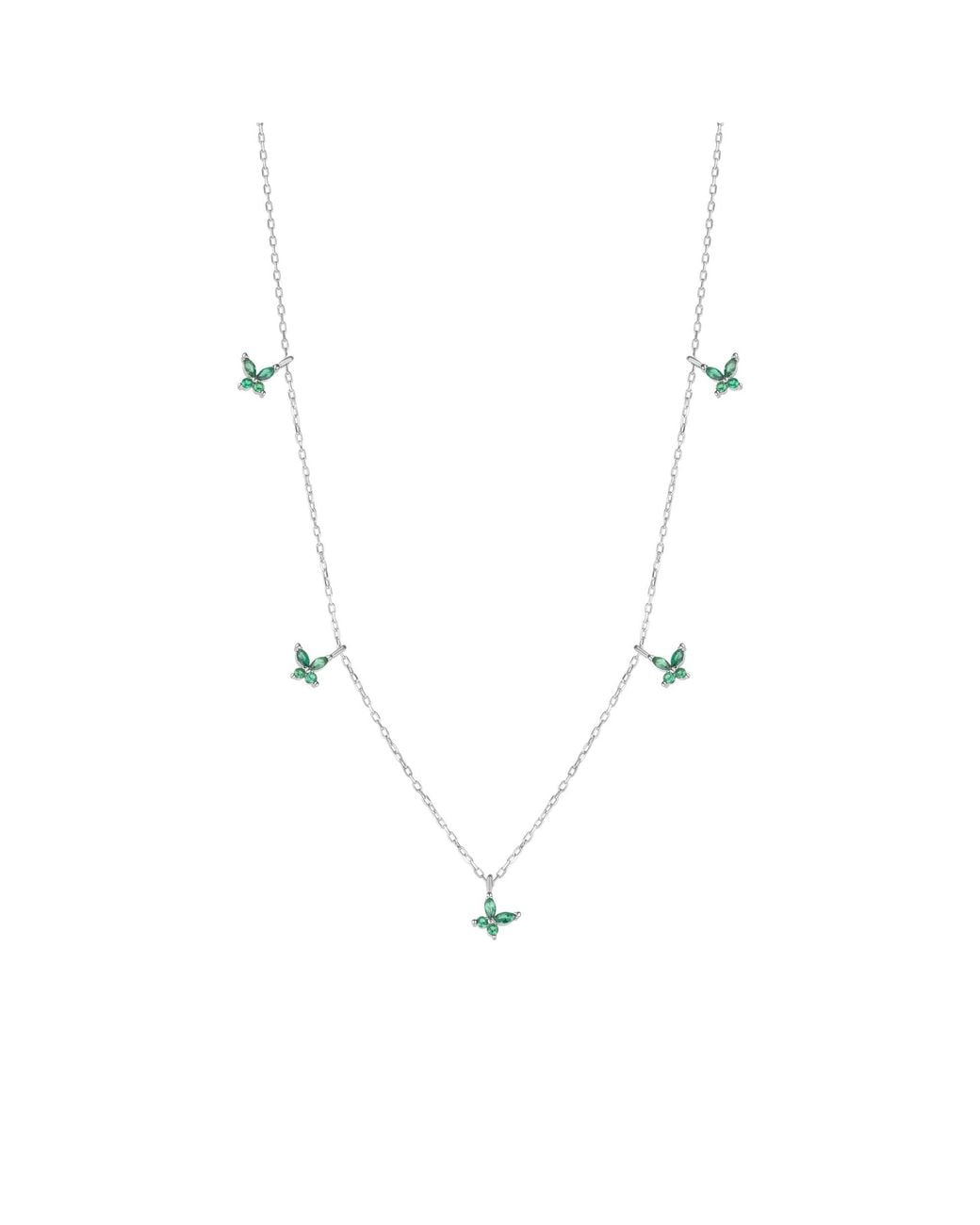 Spero London Metallic Butterfly Sterling Charm Necklace