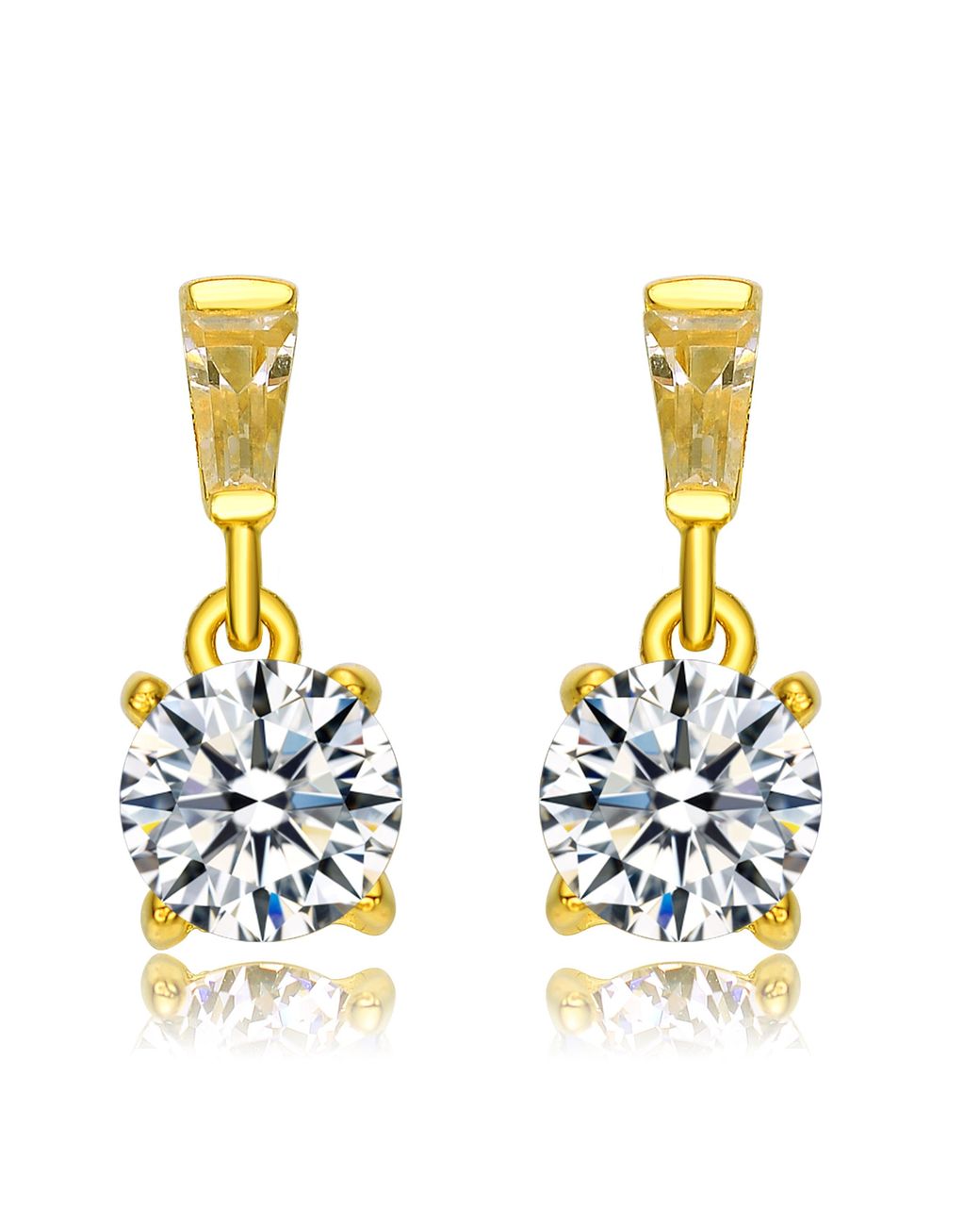Genevive Jewelry Blue Overlay Clear Cubic Zirconia Dangle Solitaires