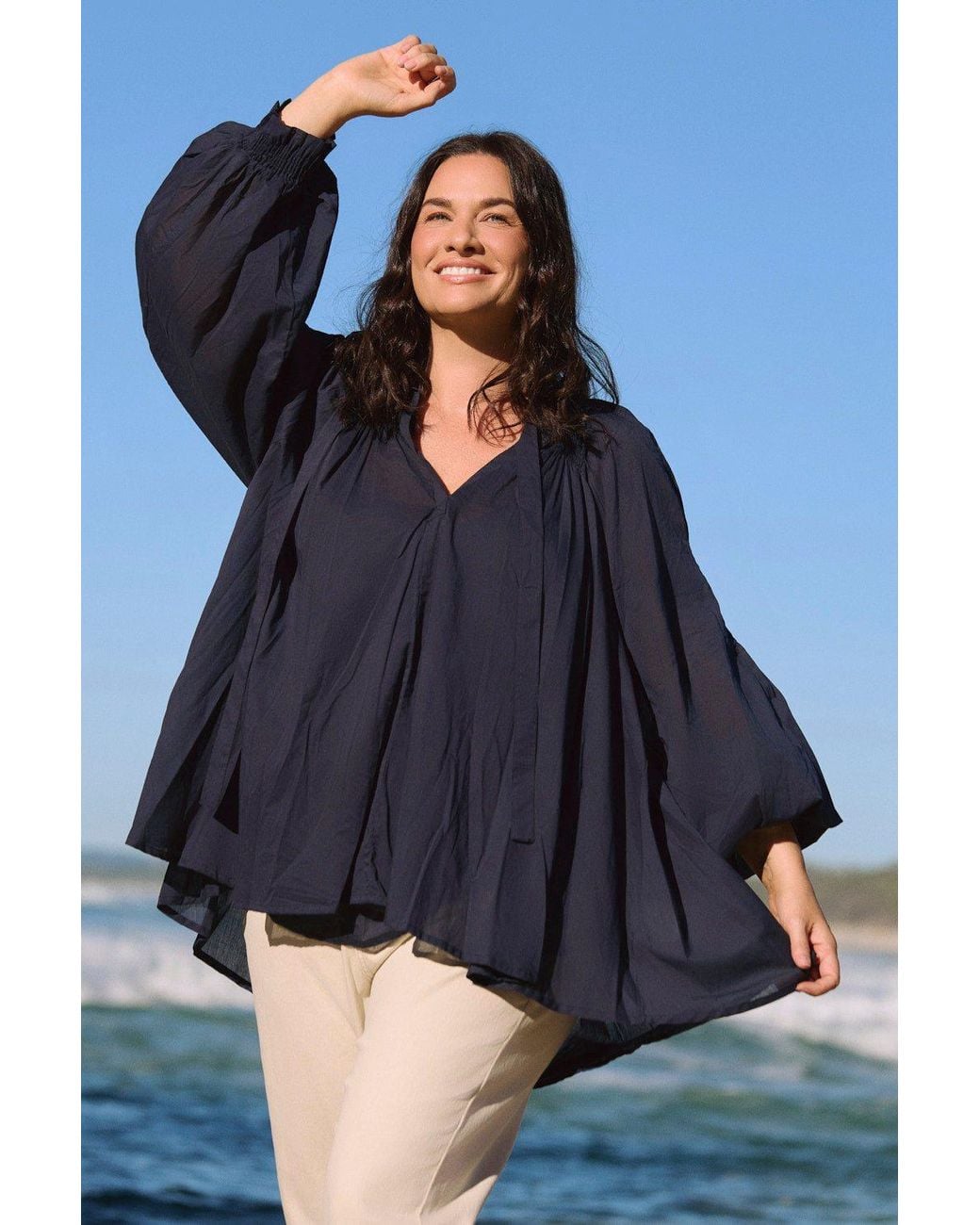 Adrift Clothing Blue Wren Billow Sleeve Blouse