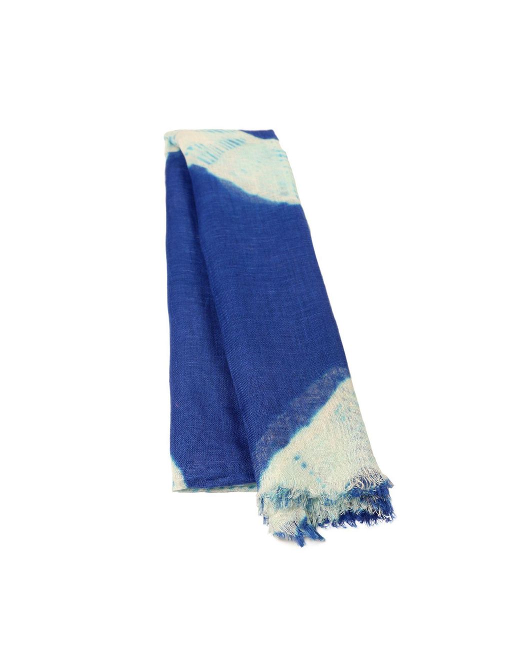 Heritagemoda Blue Handmade Marrakech Tie-Dye Linen Scarf