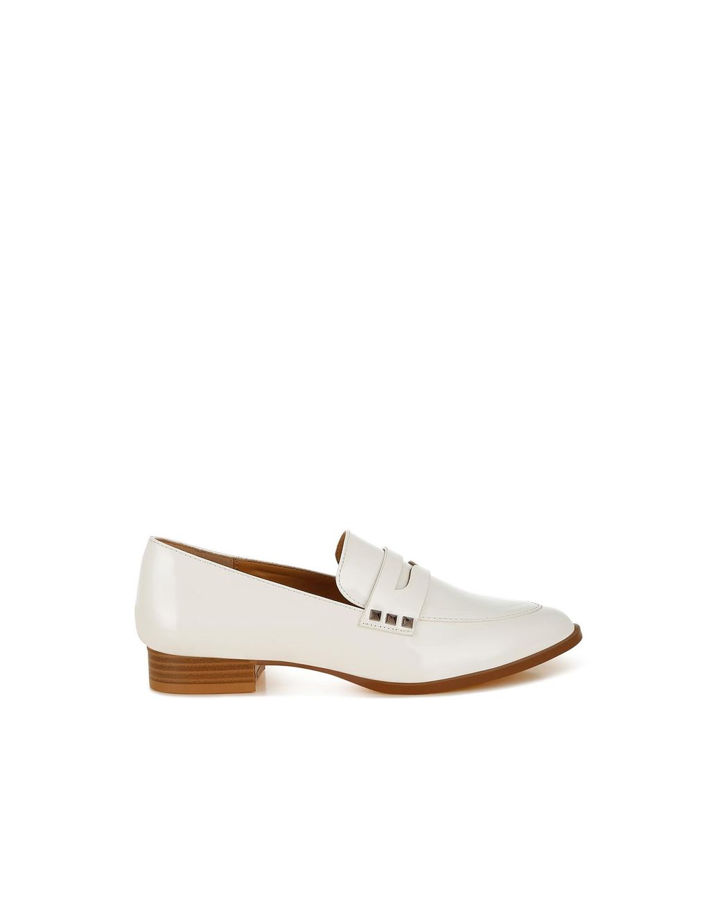Rag & Co White Noshiya Off Patent Pleather Penny Loafers By Rag & Co