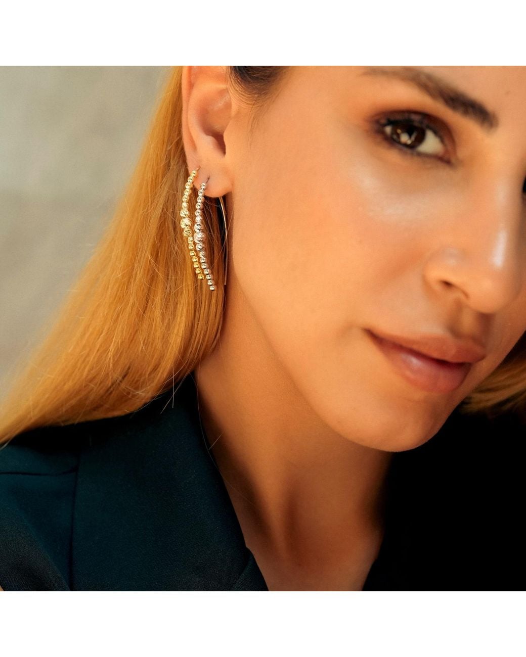 Spero London Metallic Beaded Pull Through Sterling Earrings