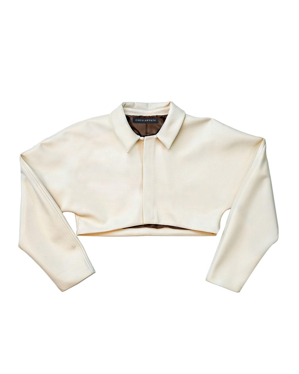 Circular Path White Neutrals Crop Vegan Leather Jacket
