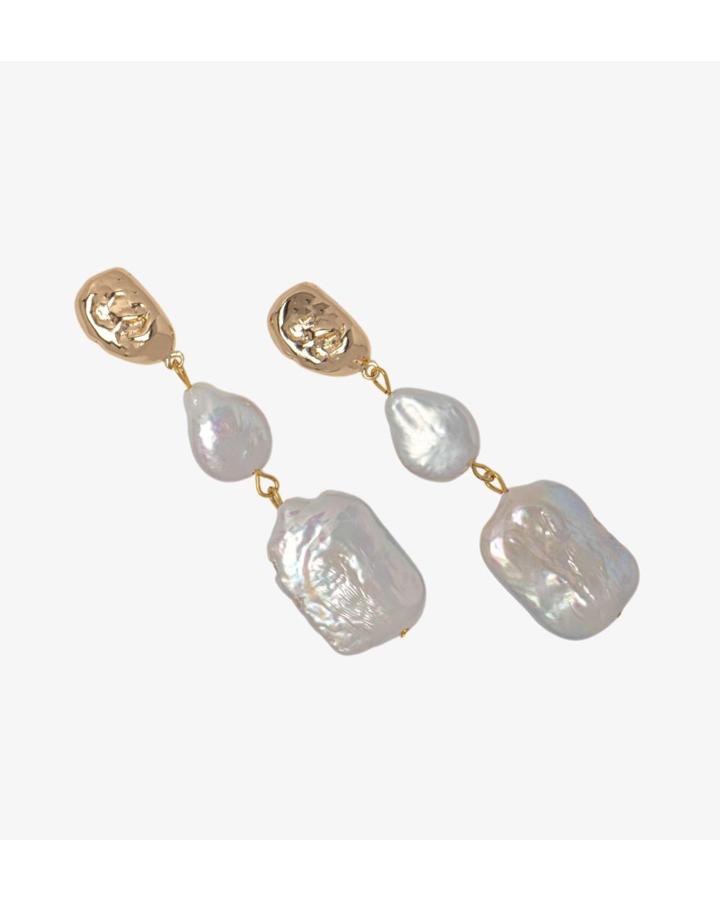 Uchi and Soto Metallic Shinju Square Pearl Earrings