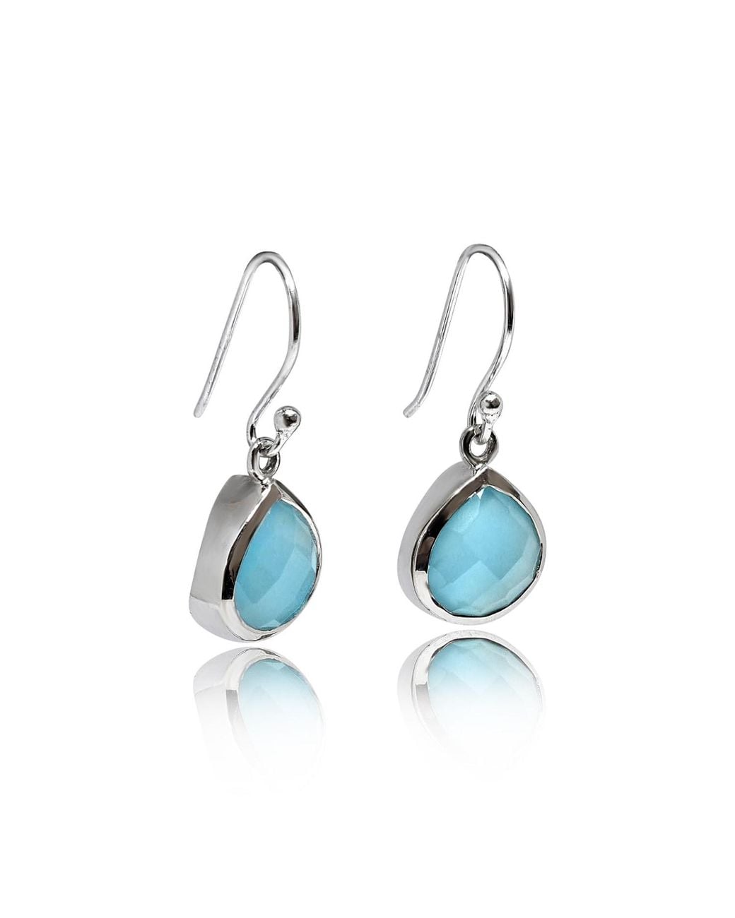 The Jewellery Store London Blue Pear-Shaped Aqua Chalcedony Earrings