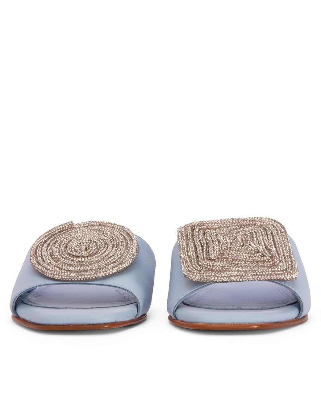 Beautiisoles by Robyn Shreiber Made in Italy Blue Adeline Baby Leather Work Evening Party Comfortable Flat Sexy Sandal