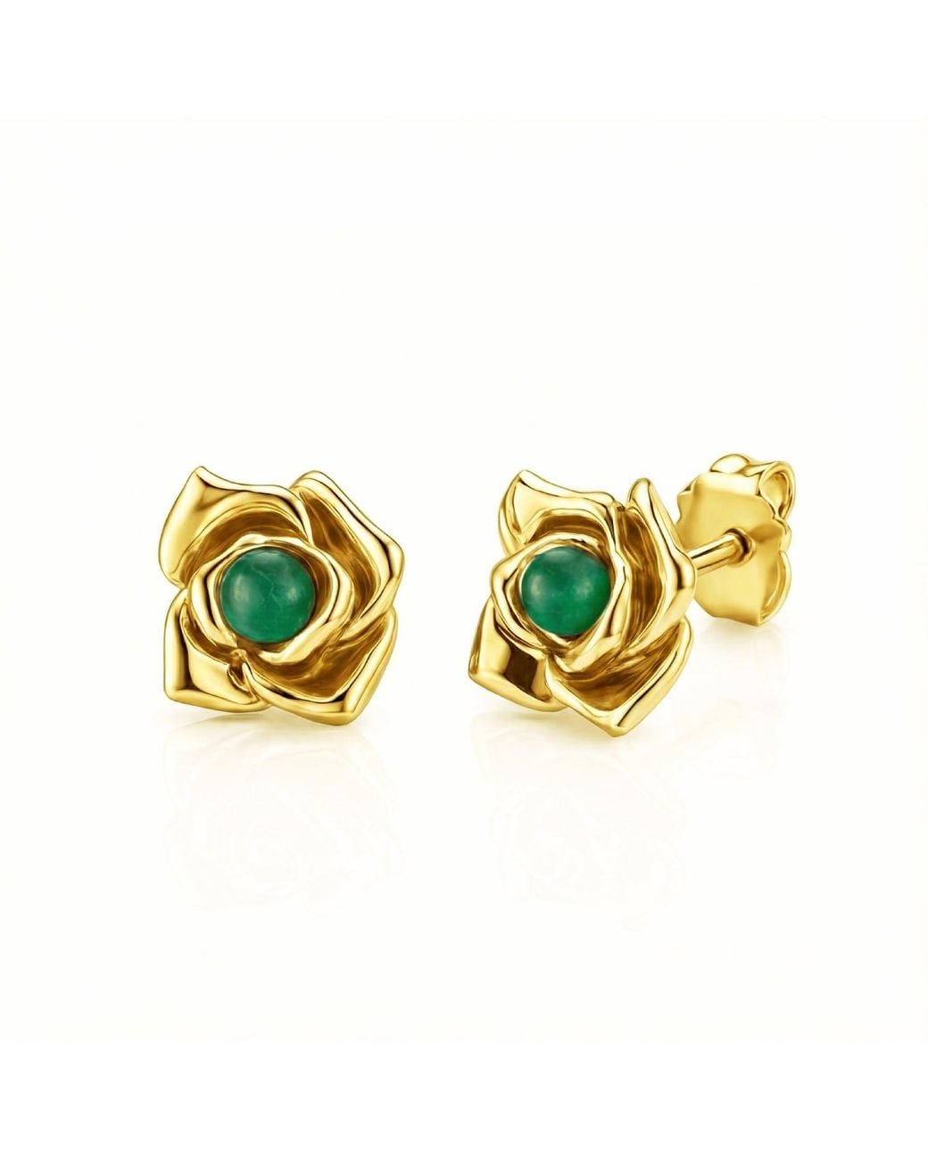 Unaloe Metallic Emerald Floral Lobe Earrings Plated – Luxury Statement Jewelry For