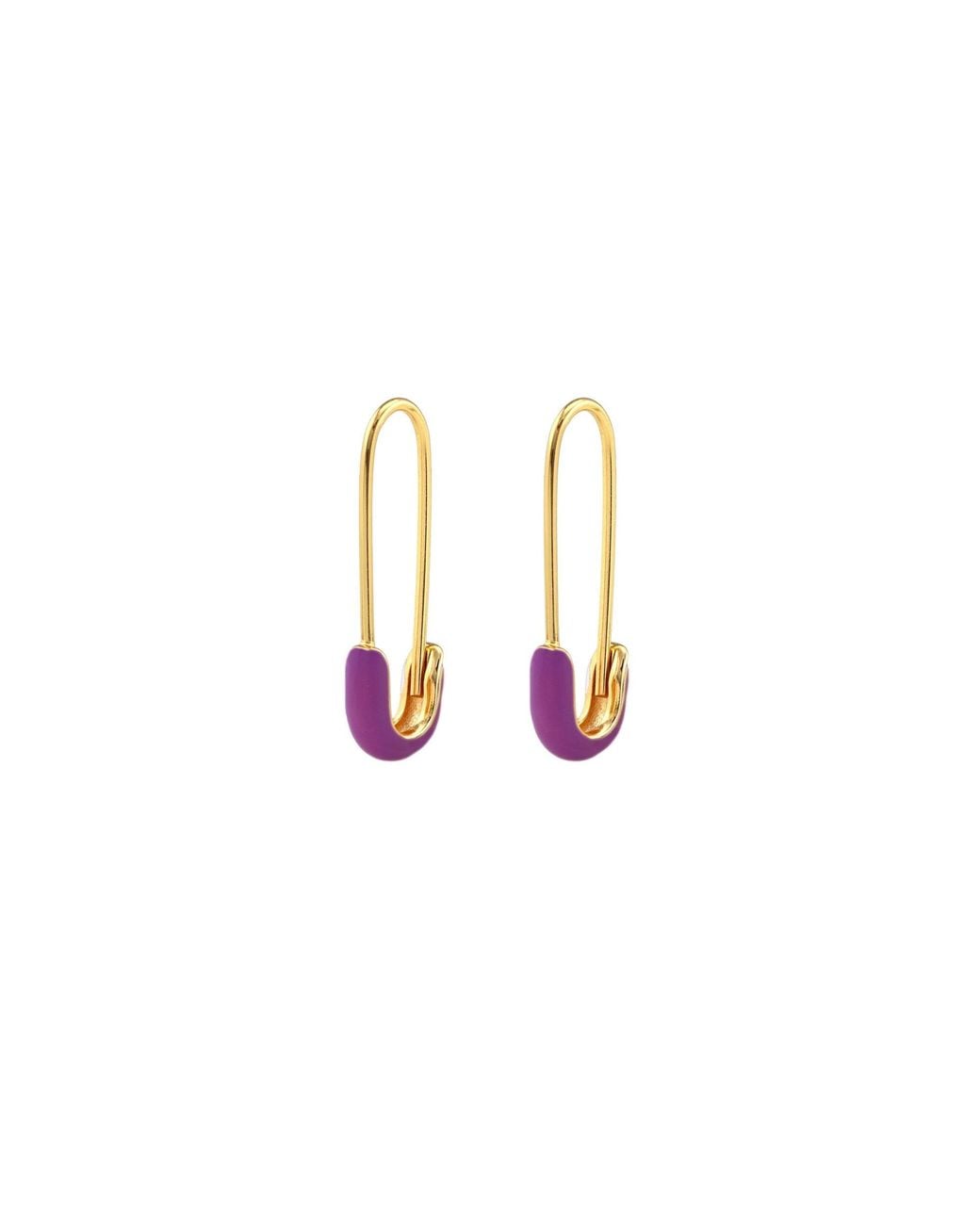 Kris Nations Pink Safety Pin Enamel Hoop Earrings