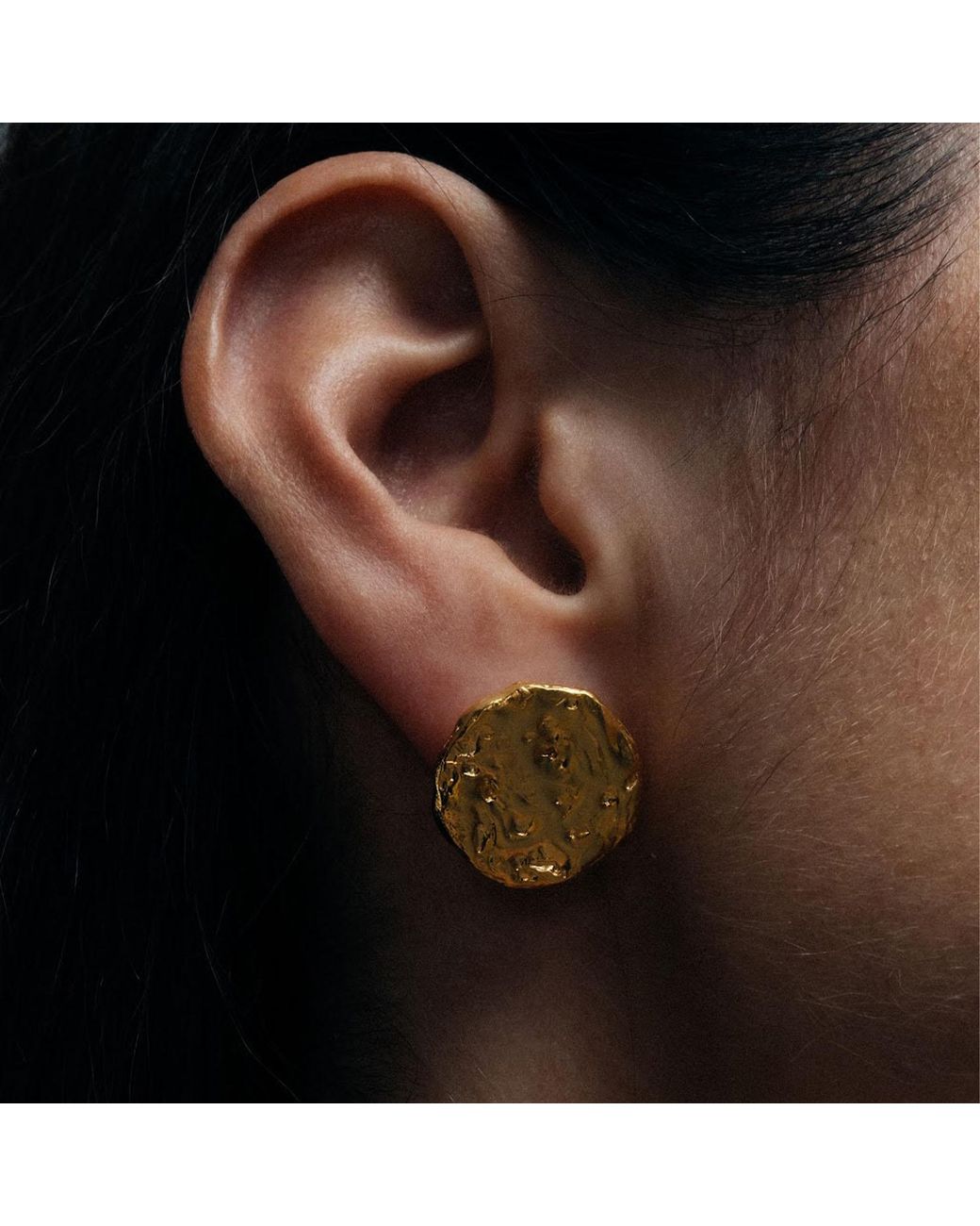 Moca Jewellery Brown Grain Circle Stud Earrings