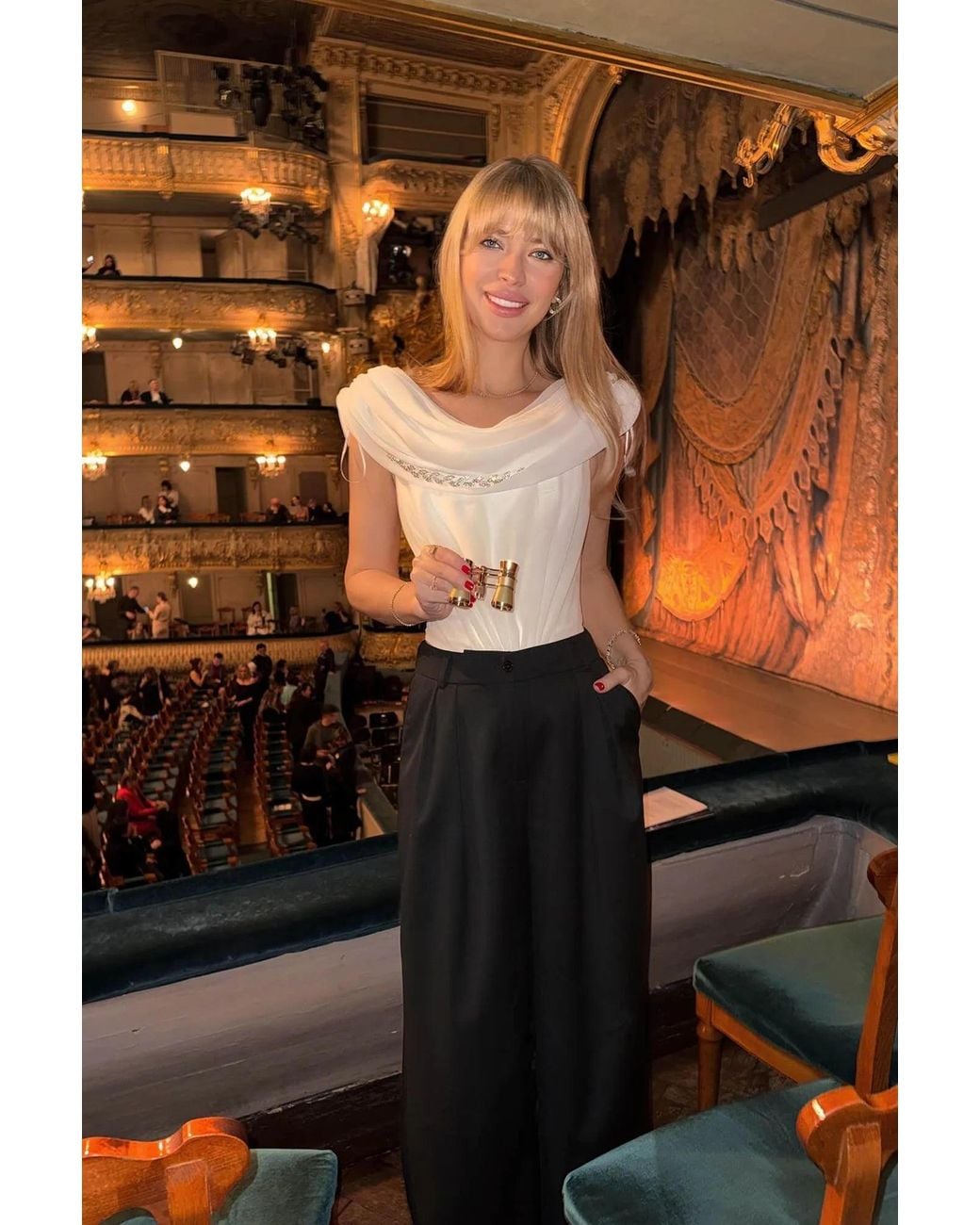 POST MERIDIEM White Draped Cowl-Neck Top With Front Panel Draping
