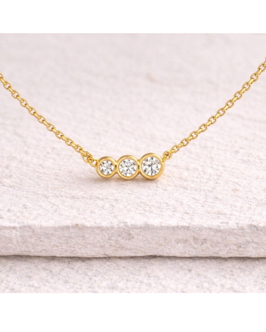 Lily Flo Jewellery Metallic Tripple Diamond Necklace