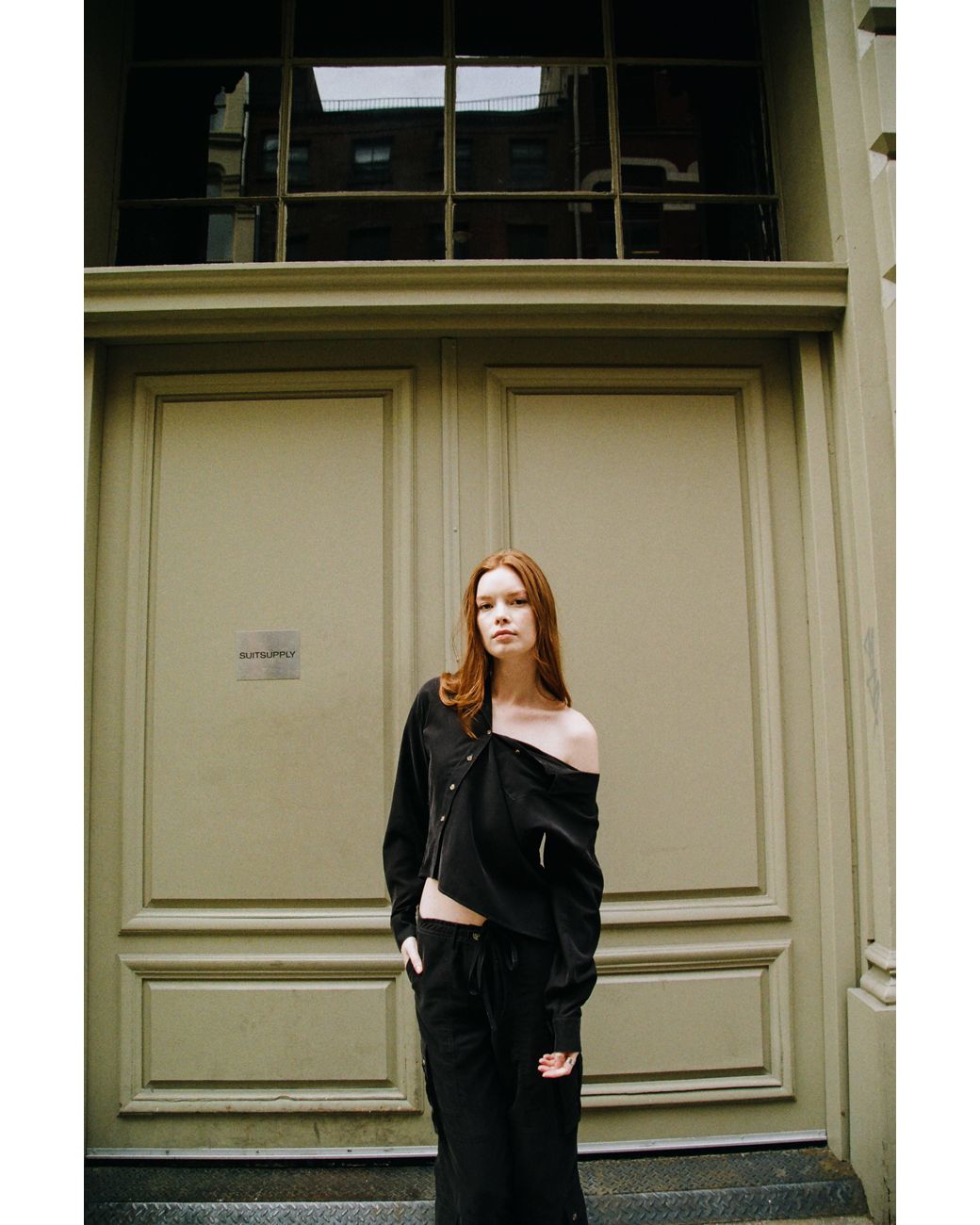 Sâb Studio Black One Shoulder Asymmetric Button Up