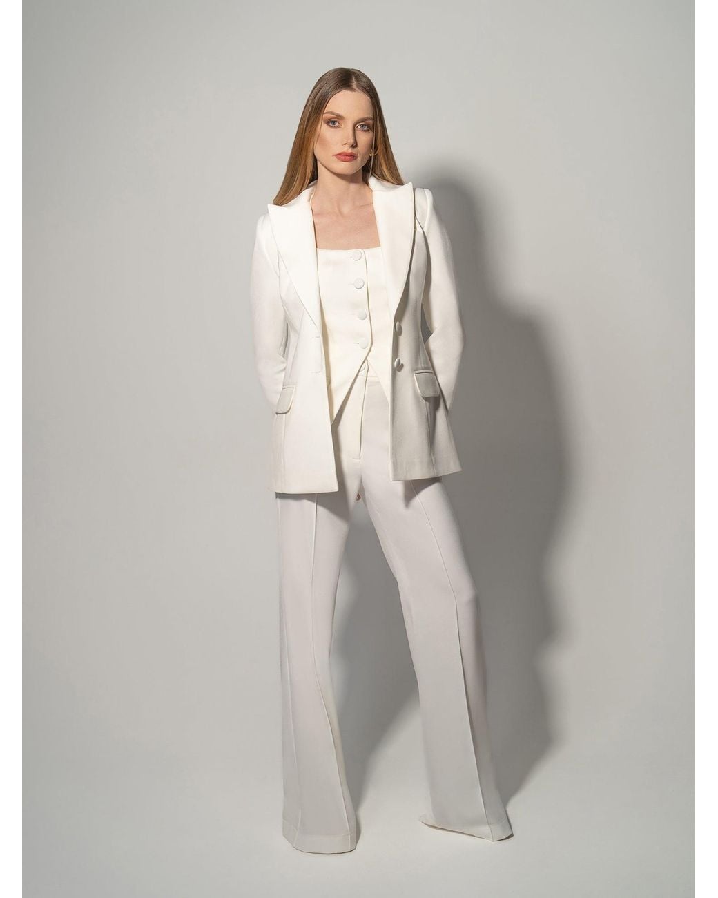 Tia Dorraine White Classic Chic Tailored Suit