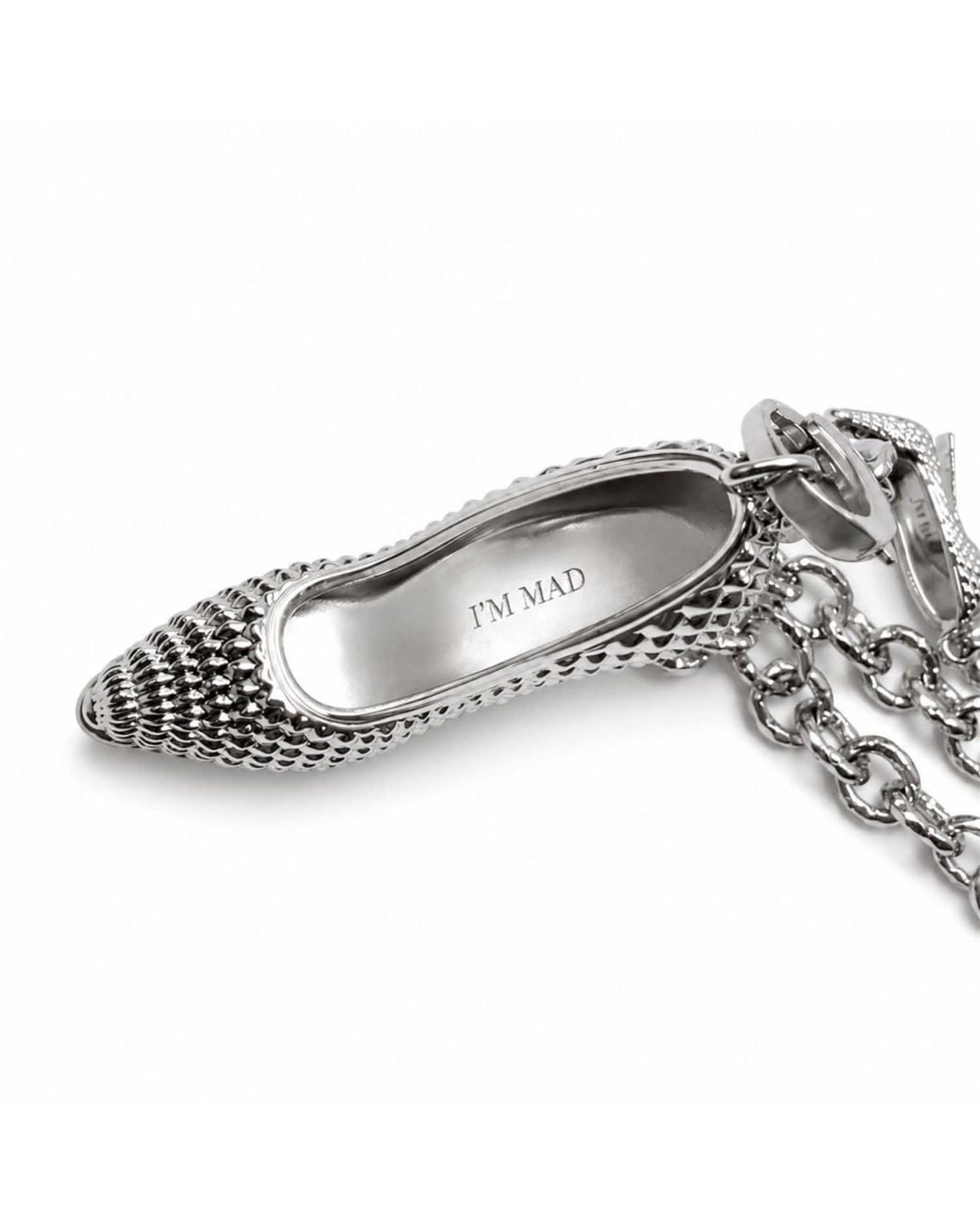 Jagged Halo Jewelry Metallic I'M Bad Stiletto Heel Shoe Charm Bracelet Filled