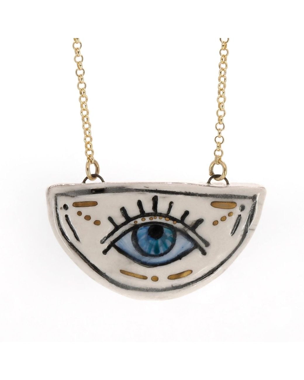 Ebru Jewelry Pink Watchful Eye Magical Norse Runes Symbol Necklace