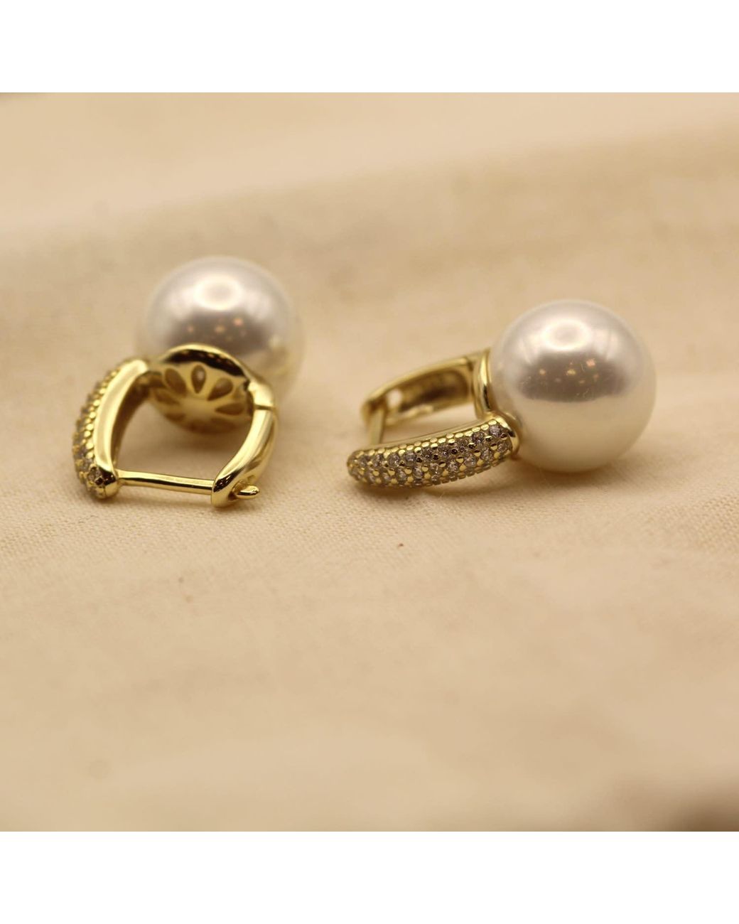 VicStoneNYC Fine Jewelry Metallic Pearl Hoop Earrings