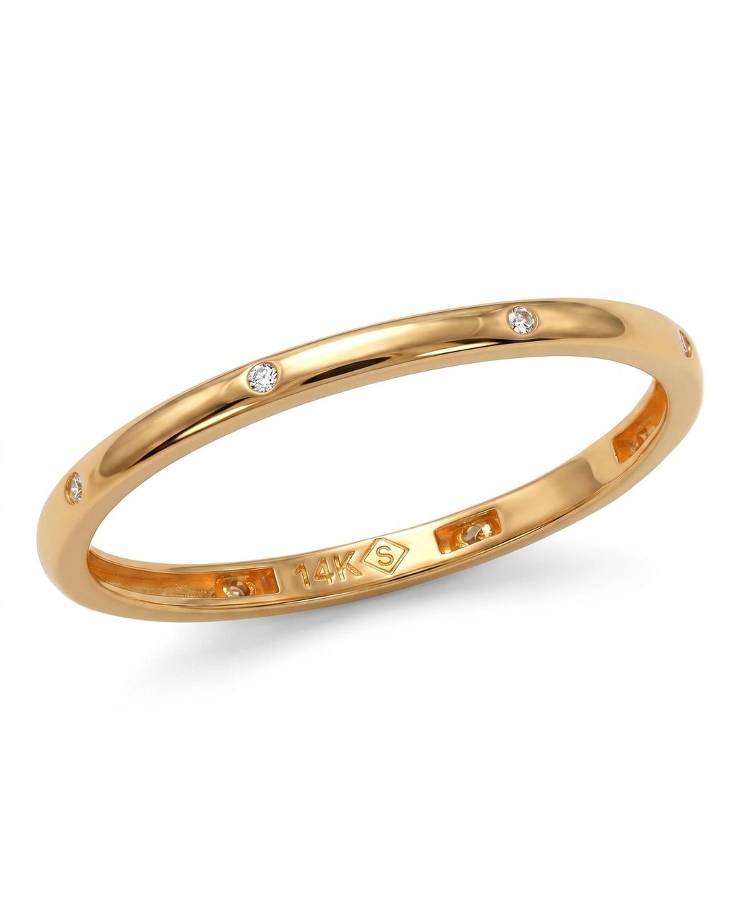 Zahav Jewelry Metallic 14K Solid Flush-Set Natural Diamond Ring