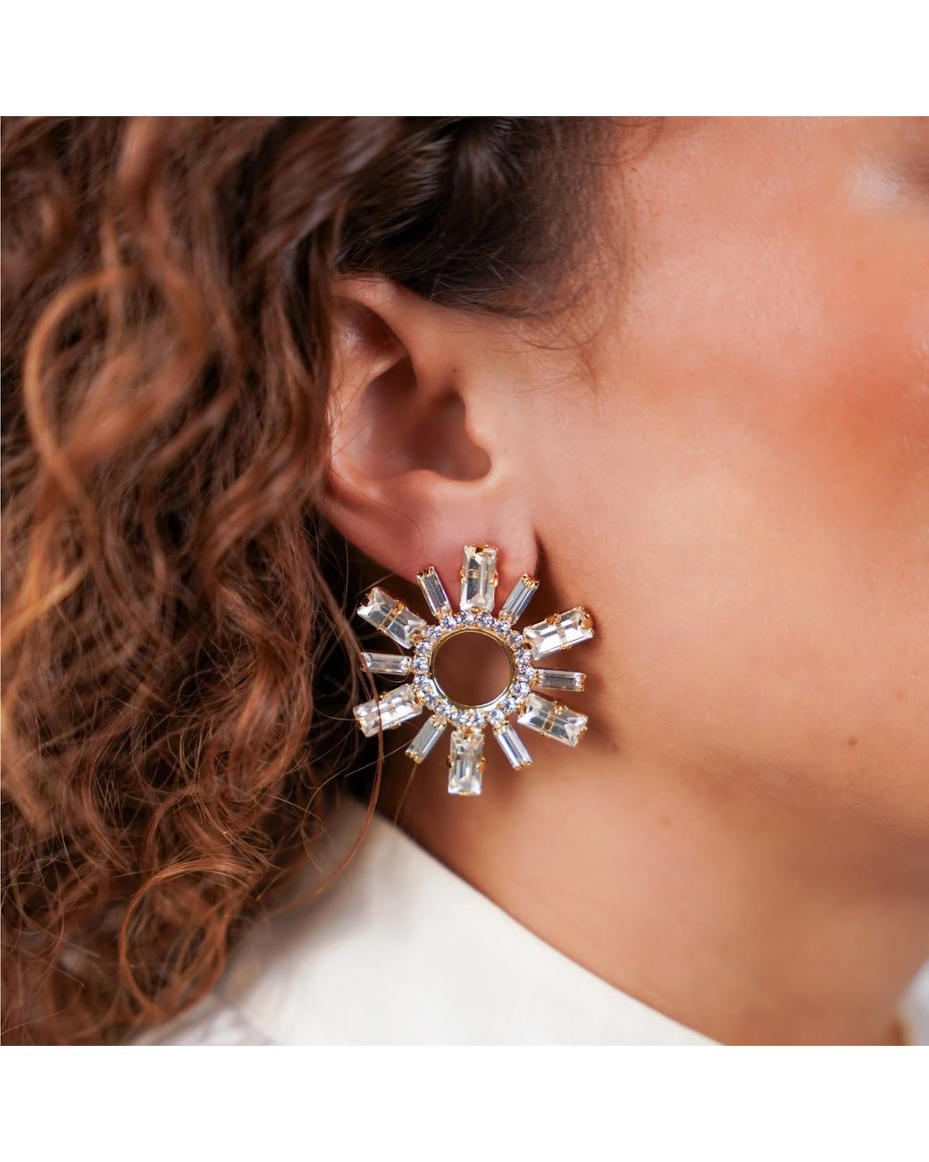 LOTT.gioielli White Maura Earrings Baguette Crystal