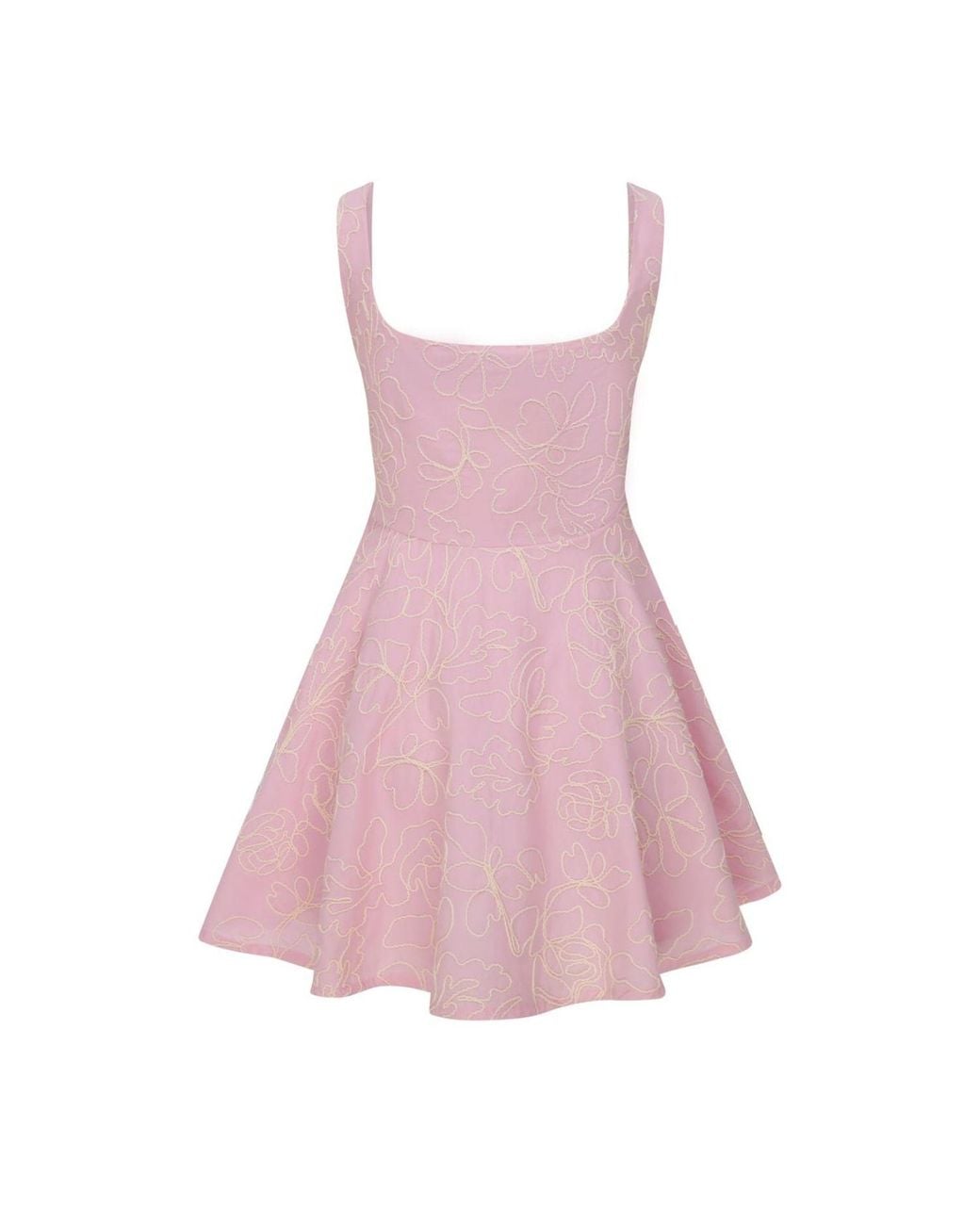Thisisu Collection Pink Serenette Dress -Cotton Mini Dress With Delicate Embroidery & Built-In Shorts Lining