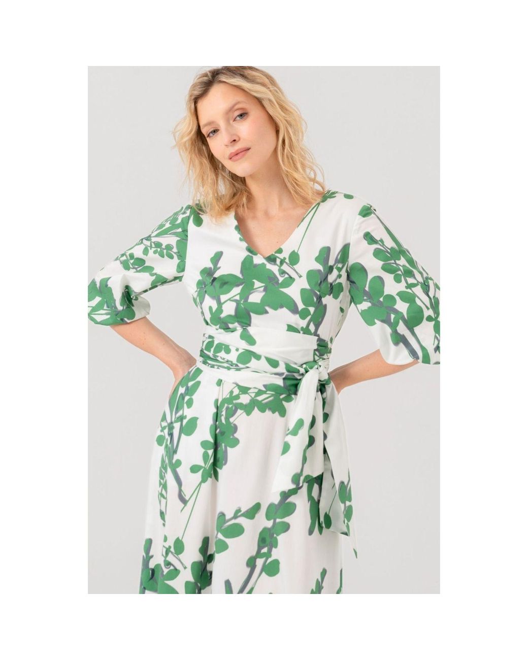 slim fit dress slacks Noosa Green Leaf-Print Chiffon Summer Maxi Dress Green / S main image 0